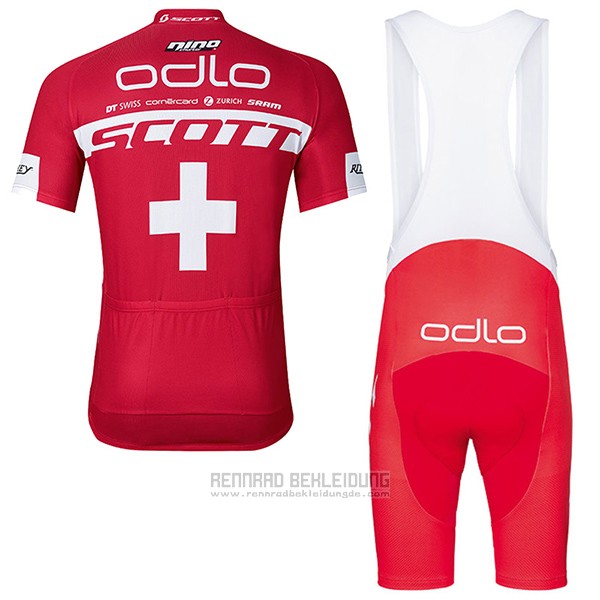 2017 Fahrradbekleidung Scott Champion Schweiz Trikot Kurzarm und Tragerhose